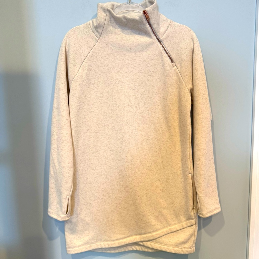 Athleta Cream Asymmetrical Long Sleeve Dress - Picture 2 of 10